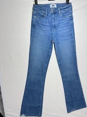 PAIGE Claudine Kick Flare Jeans Size 25 High Rise Raw Hem Light Wash